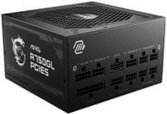MSI zdroj MAG A750GL PCIE5/ 750W/ ATX3.0/ akt. PFC/ 7 rokov celk. záruka/ 120mm fan/ modulárna kabeláž/ 80PLUS Gold