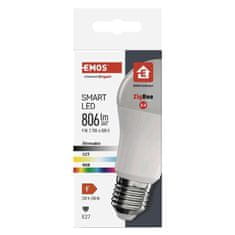 EMOS EMOS Chytrá LED žiarovka GoSmart A60 / E27 / 9 W (60 W) / 806 lm / RGB / stmievateľná / Zigbee ZQZ514R