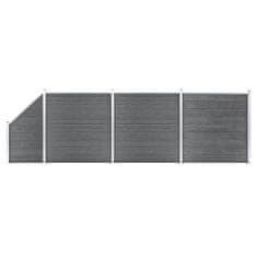 Vidaxl WPC plot, 3 štvorcové + 1 zošikmený diel 619x186 cm, sivý