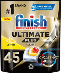 Finish Ultimate Plus All in 1 kapsule do umývačky riadu Lemon 45 ks