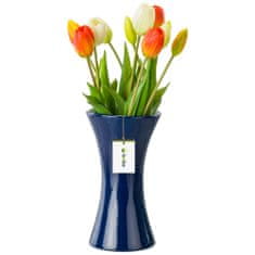 botle Keramická váza na kvety Tmavomodrý lesk V 22,3 cm D 6 cm Dekoratívna stolová váza Hodinové sklo Kvety Dekorácia Orchidea Moderný pôvab