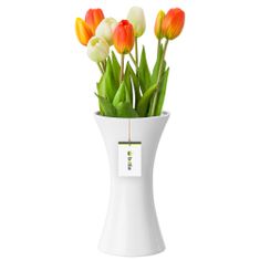 botle Keramická váza na kvety Biely lesk V 22,3 cm D 6 cm Dekoratívna stolová váza Hodinové sklo Kvety Dekorácia Orchidea Moderný pôvab
