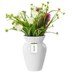 botle Keramická váza na kvety Biela lesklá V 19,5 cm D 8 cm Dekoratívna stolová váza Kvetinová dekorácia Orchidea Moderný pôvab