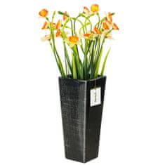botle Keramická váza na kvety čierna strieborný lesk H 25 cm Dekoratívna stolová váza štvorcová kvetinová dekorácia orchidea moderný glamour