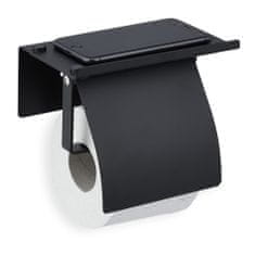Relax Čierny držiak na toaletný papier s poličkou, RD43915