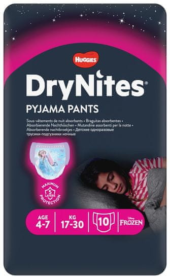 Huggies HUGGIES DryNites Nohavičky plienkové jednorazové pre dievča 4-7 rokov (17-30 kg) 10 ks
