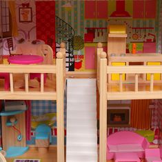 EcoToys Drevený domček pre bábiky Kira + LED osvetlenie
