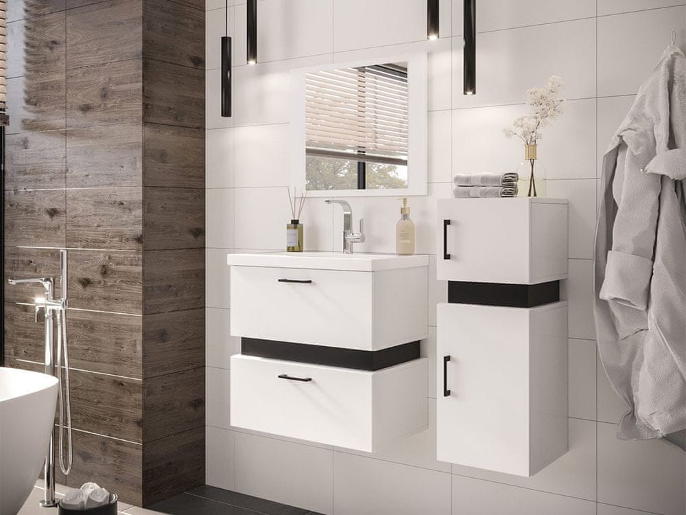 Veneti Kúpeľňový set LERA 4 - biely / čierny + sifón ZDARMA