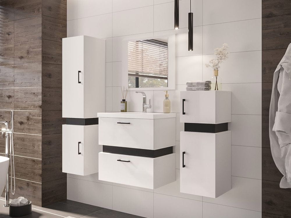Veneti Kúpeľňový set s umývadlom LERA 1 - biely / čierny + sifón ZDARMA