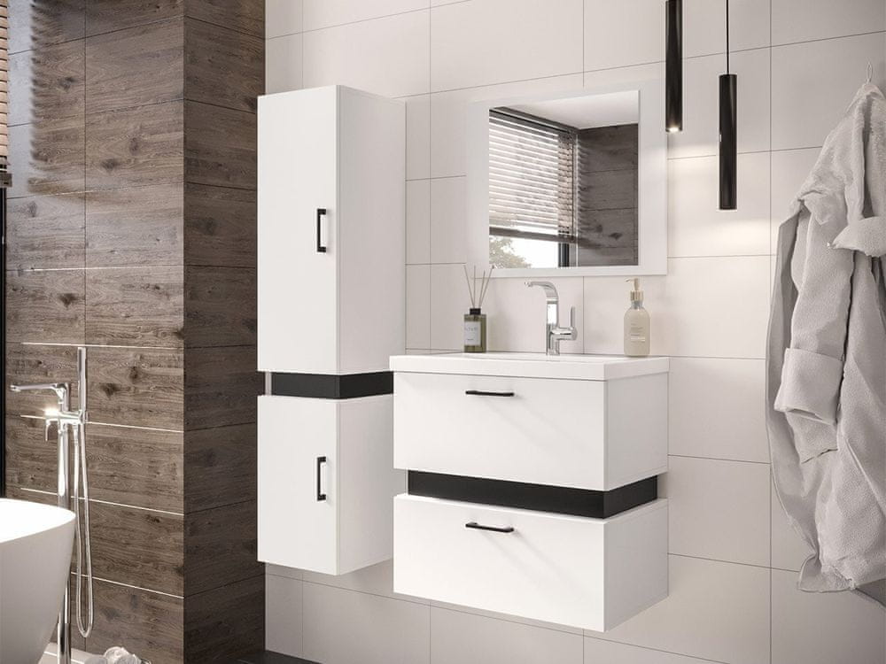 Veneti Kúpeľňový set s umývadlom LERA 3 - biely / čierny + sifón ZDARMA