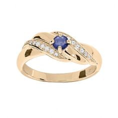 Troli Elegantný pozlátený prsteň s modrými zirkónmi PO/SR08997B (Obvod 56 mm)