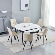 Casa Vital Rozkladací jedálenský stôl LABRO, 85/110/135x135x76 cm, biely a zlatý, keramika, obdĺžnikový alebo okrúhly