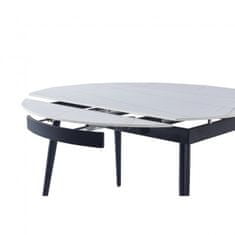Casa Vital Rozkladací jedálenský stôl LABRO, 85/110/135x135x76 cm, biely a zlatý, keramika, obdĺžnikový alebo okrúhly