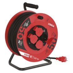 EMOS Vonkajší predlžovací kábel na bubne 50 m / 4 zásuvky / čierny / guma / 230 V / 1,5 mm2