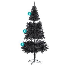 Timeless Tools Čierny umelý vianočný stromček, 180 cm 708 vetiev