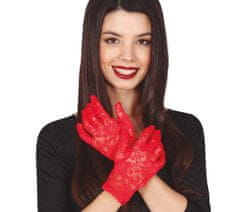 Guirca Dámske rukavičky čipkované červené 22cm