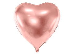 PartyDeco Fóliový balón Srdce ružovo zlaté 72x73cm