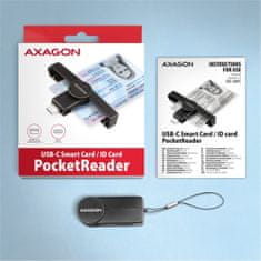 AXAGON CRE-SMPC, USB-C PocketReader čítačka kontaktních kariet Smart card (eObčanka)