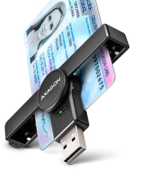 AXAGON CRE-SMPA, USB-A PocketReader čítačka kontaktních kariet Smart card (eObčanka)