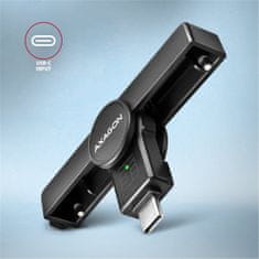 AXAGON CRE-SMPC, USB-C PocketReader čítačka kontaktních kariet Smart card (eObčanka)