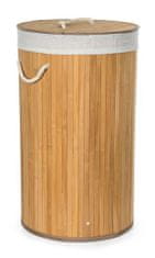 G21 Kôš na bielizeň 55 l, bambusový okrúhly s bielym košom