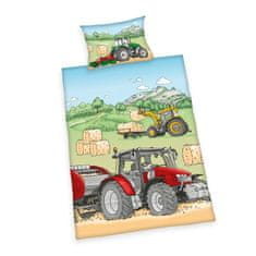 Herding FLANEL Obliečky do postieľky Traktor Bavlna Flanel, 100/135, 40/60 cm