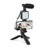 Mormark Profesionálna súprava na vloggovanie 4v1 – vlogger statív na mobil, LED svetlo, mikrofón, diaľkové ovládanie bluetooth | STUDISTAND