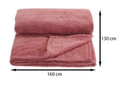 ModernHome Flanelová deka špinavá ružová 160x130 cm