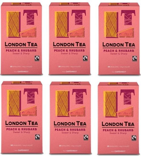 London Tea Company Fairtrade ovocný čaj broskyňa a rebarbora Peach & Rhubarb 20ks x 6