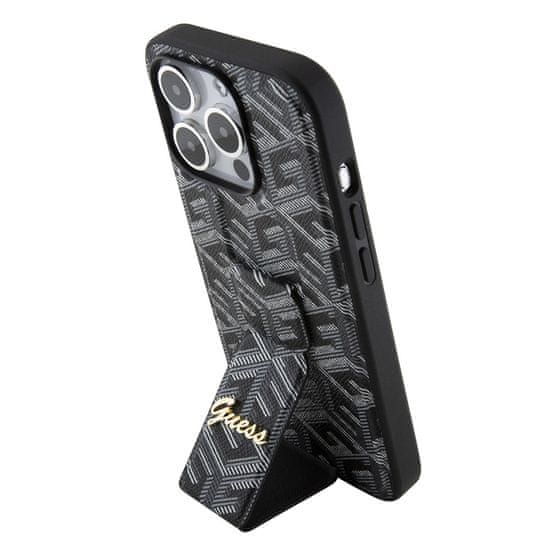 Guess Zadný kryt PU Grip Stand G Cube pre iPhone 15 Pro Black