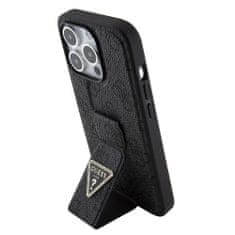 Guess Zadný kryt PU Grip Stand 4G Strass Triangle Metal Logo pre iPhone 15 Pro Black