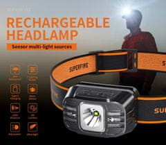 SupFire Supfire HL75-S LED čelovka 5W, 350lm, USB-C, Li-ion