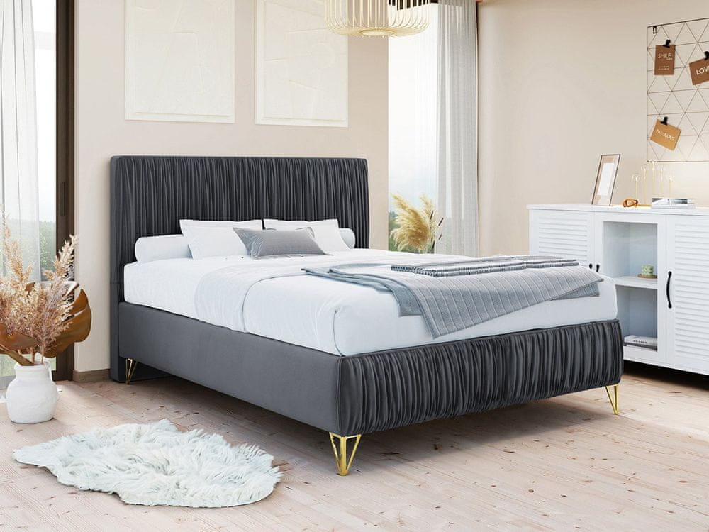 Veneti Čalúnená manželská posteľ 180x200 HILARY - šedá