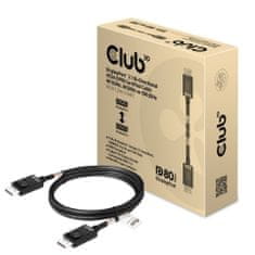 Club 3D adaptér aktívny DisplayPort 2.1 na DisplayPort 2.1 4K120Hz/8K60Hz HDR (M/M), 1.2m, čierna