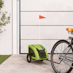 Vidaxl Príves na bicykel pre psa zelený oxfordská látka a železo