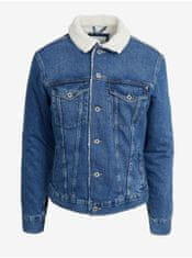 Pepe Jeans Modrá džínsová pánska bunda s umelým kožúškom Pepe Jeans Pinner DLX XL