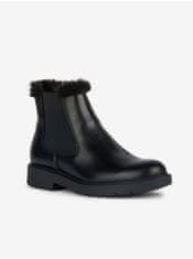 Geox Čierne dámske zimné kožené členkové topánky Geox Spherica 36
