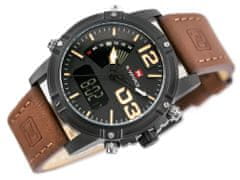 NaviForce Pánske analógové a digitálne hodinky s krabičkou Cyclone hnedá