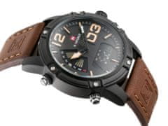 NaviForce Pánske analógové a digitálne hodinky s krabičkou Cyclone hnedá