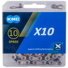 KMC řetěz X10 černo-stříbrný 114čl. BOX