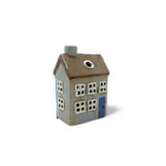Keramický domček, svietnik na sviečku, výška 15 cm Farba: Šedomodrá