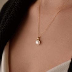 Evolution Group Luxusný zlatý náhrdelník s pravou perlou a briliantmi 82PB00029