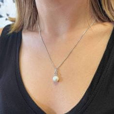 Evolution Group Súprava strieborných šperkov so zirkónmi a pravými perlami 29052.1B (náušnice, retiazka, prívesok)