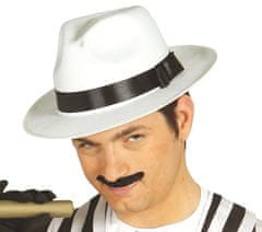 Guirca Mafiánský pánsky klobúk biely s mašlou