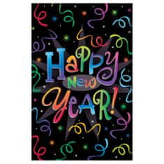 Amscan Plastový obrus Happy New Year farebný 137x259cm