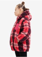 Desigual Ružová dievčenská zimná kockovaná bunda Desigual Blake 110-116