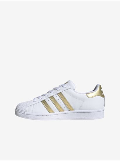 Adidas Zlato-biele dámske kožené tenisky adidas Originals Superstar