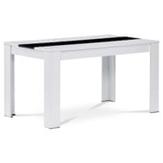 Autronic Jedálenský stôl 138x80x75, MDF, biele lamino, dekoratívny čierny pruh