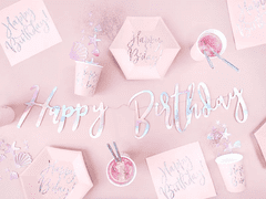 PartyDeco Servítky Happy Birthday svetlo ružové 33cm 20ks
