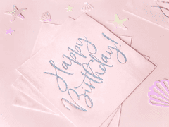 PartyDeco Servítky Happy Birthday svetlo ružové 33cm 20ks